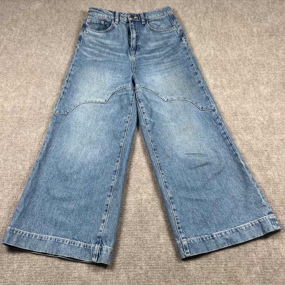 Triarchy Womens High Rise Wide Leg Cropped Jeans Organic Cotton Size 26 90s Y2K